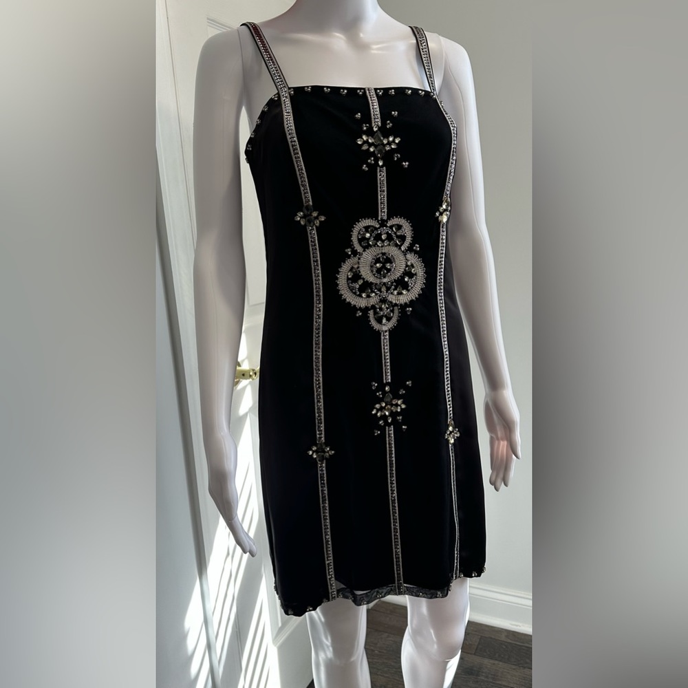 White House Black Market Black Beaded Embellished Sheath Dress
